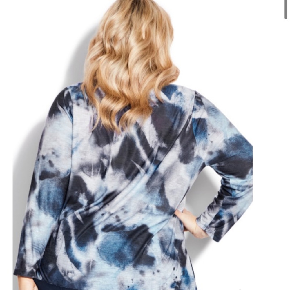 Avenue Abstract Chiffon Trim Top - navy 18/20 - Picture 6 of 6